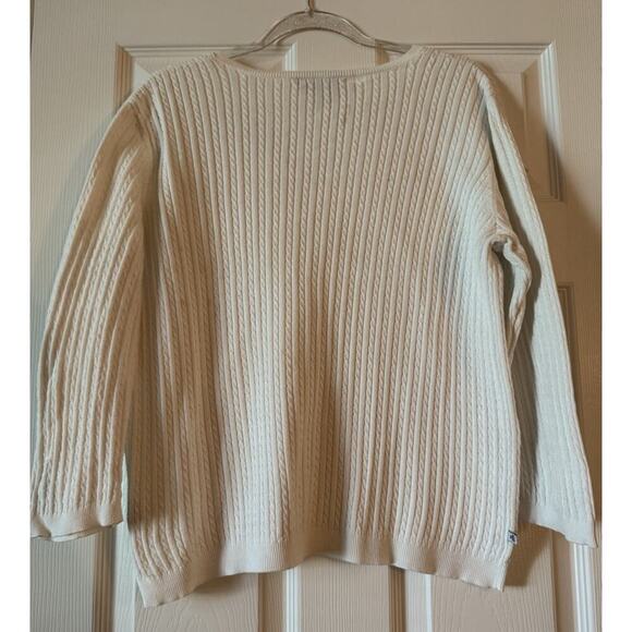 Lauren Ralph Lauren Women's Cable Knit V-Neck Sweater White Size XL - Picture 4 of 8
